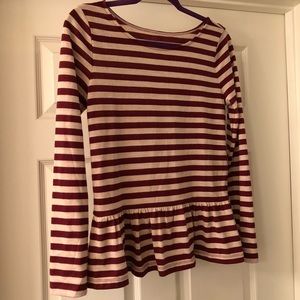 Loft striped peplum top size small